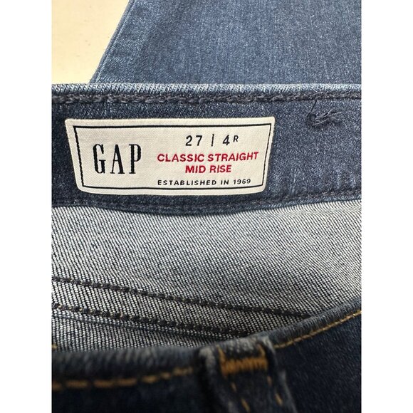 Gap Womens Jeans Classic Straight Mid Rise 27/4 Stretch Classic Preppy Boho - Picture 2 of 6